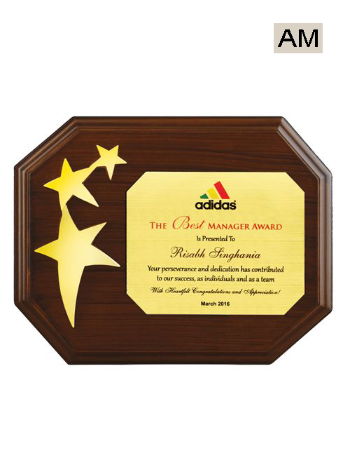 three star wooden award